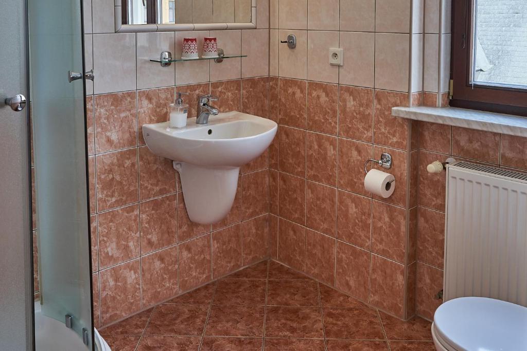 Koupelna v ubytování Pension Ulrika - ubytování pod hradem Loket