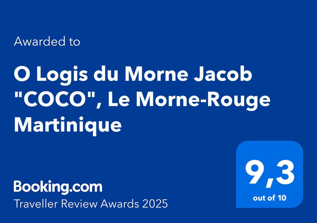 Certifikát, hodnocení, plakát nebo jiný dokument vystavený v ubytování O Logis du Morne Jacob "COCO", Le Morne-Rouge Martinique