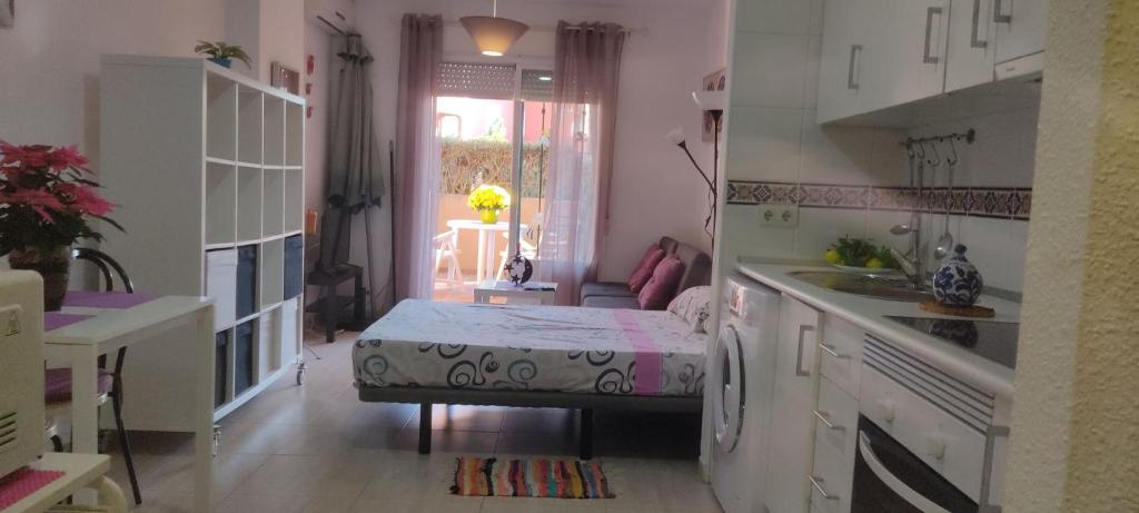 Kuchyň nebo kuchyňský kout v ubytování Ground floor naturist studio with terrace
