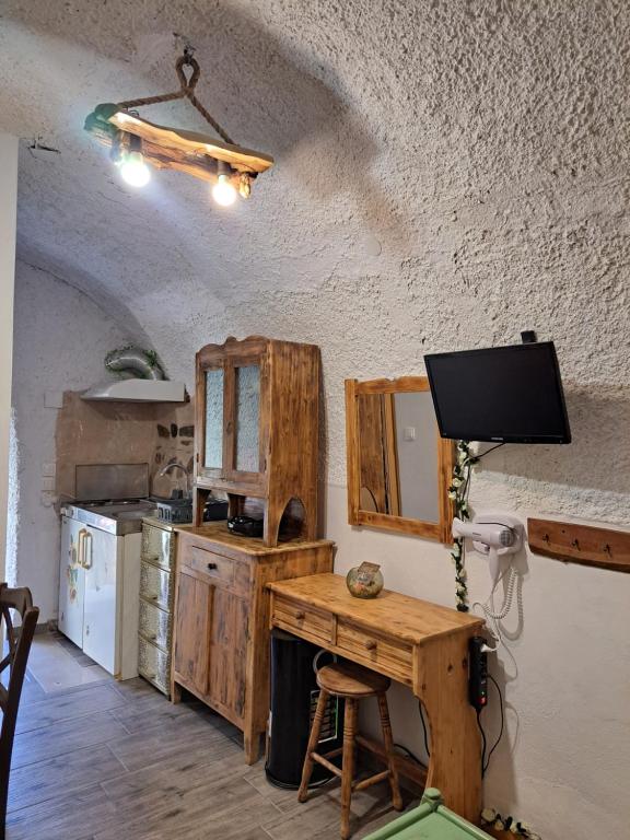 Kuchyň nebo kuchyňský kout v ubytování Vathia view
