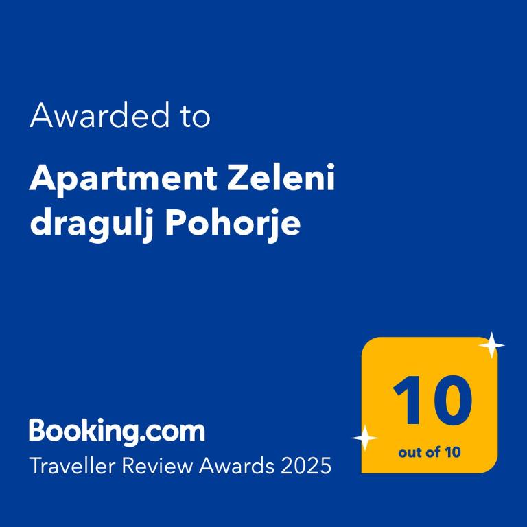 Certifikát, hodnocení, plakát nebo jiný dokument vystavený v ubytování Apartment Zeleni dragulj Pohorje