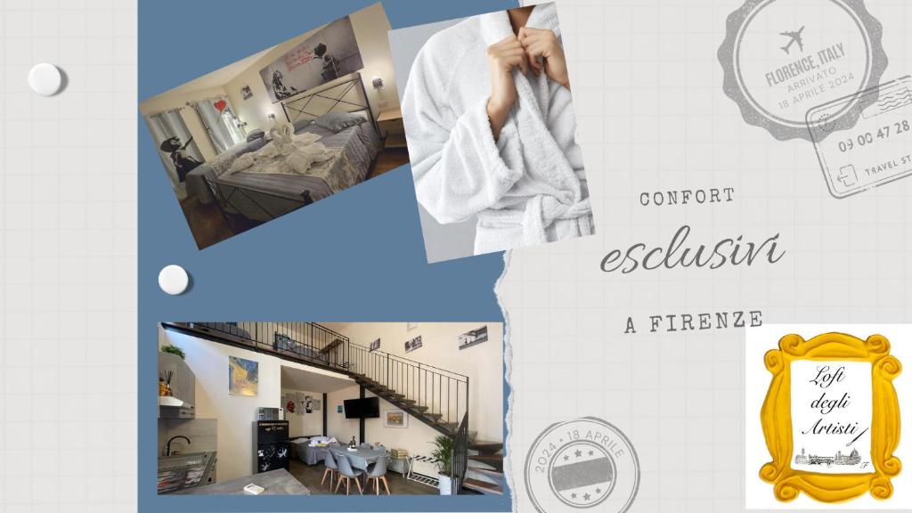 a collage of photos of a house at Exclusive Loft degli Artisti in Florence