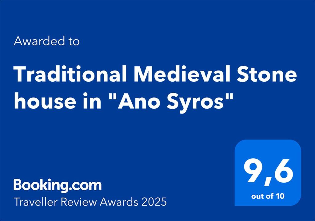 Certifikát, hodnocení, plakát nebo jiný dokument vystavený v ubytování Traditional Medieval Stone house in "Ano Syros"