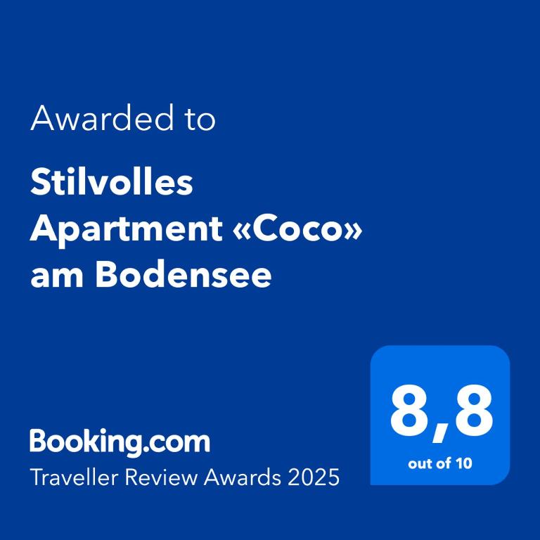 Certifikát, ocenenie alebo iný dokument vystavený v ubytovaní Stilvolles Apartment «Coco» am Bodensee
