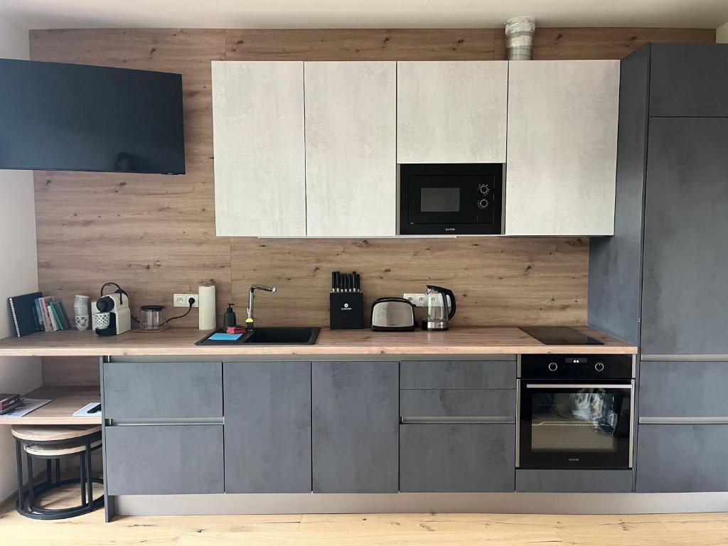 Kuchyň nebo kuchyňský kout v ubytování MOAD apartmán v srdci Šumavy