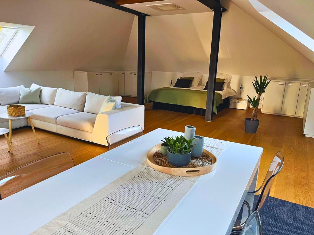 Ruang duduk di Modernes Loft im Zentrum von Hattingen