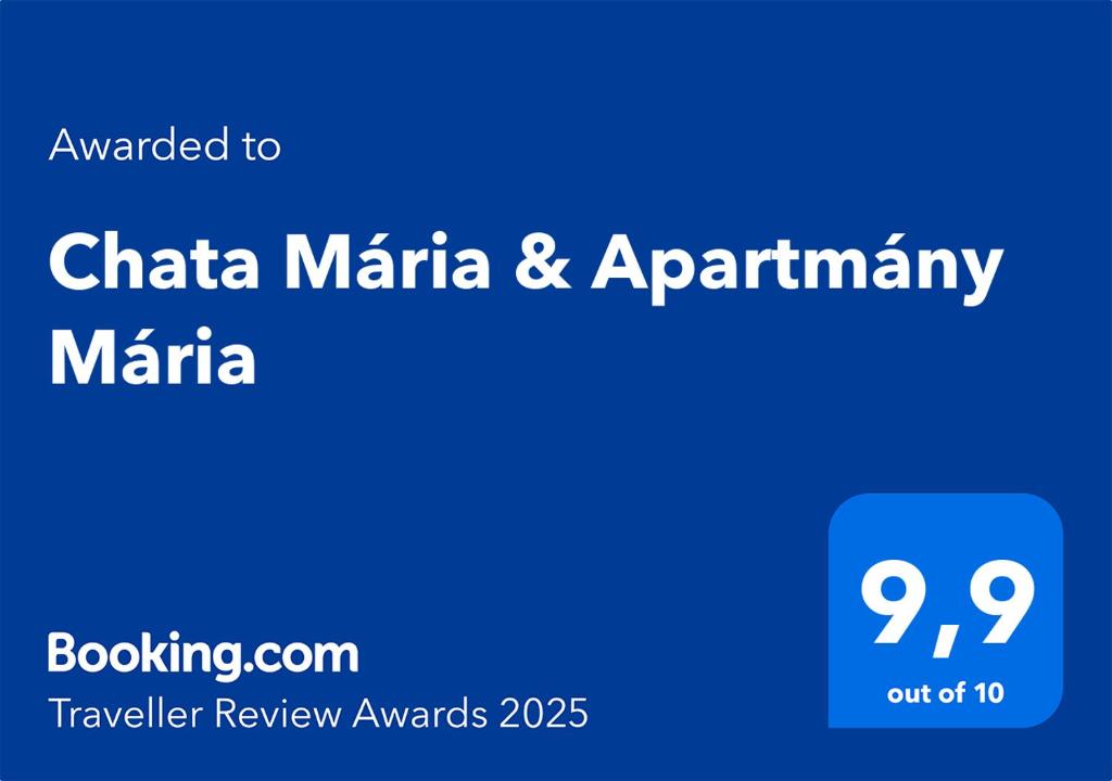 Certifikát, hodnocení, plakát nebo jiný dokument vystavený v ubytování Chata Mária & Apartmány Mária