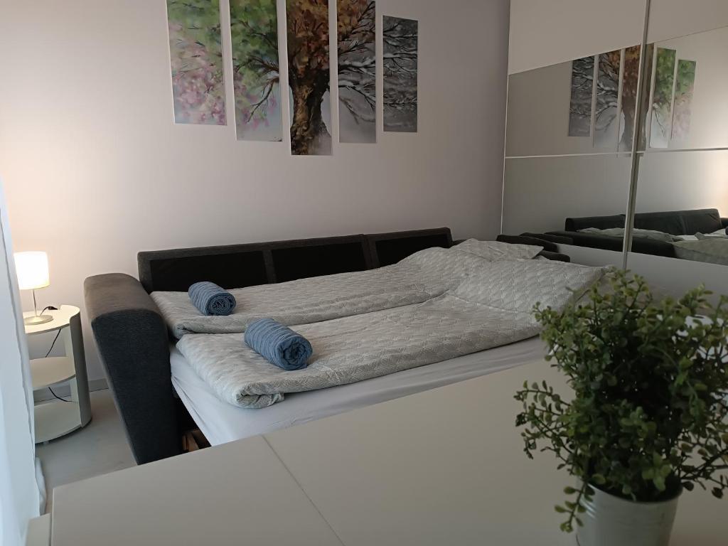 Postel nebo postele na pokoji v ubytování Silver apartman
