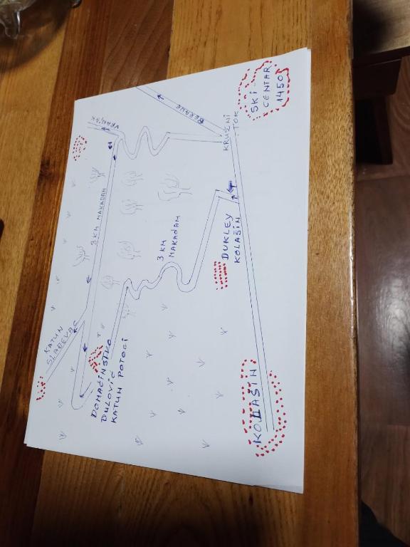 a piece of paper with a map on a table at Dulović - KATUN POTOCI in Kolašin