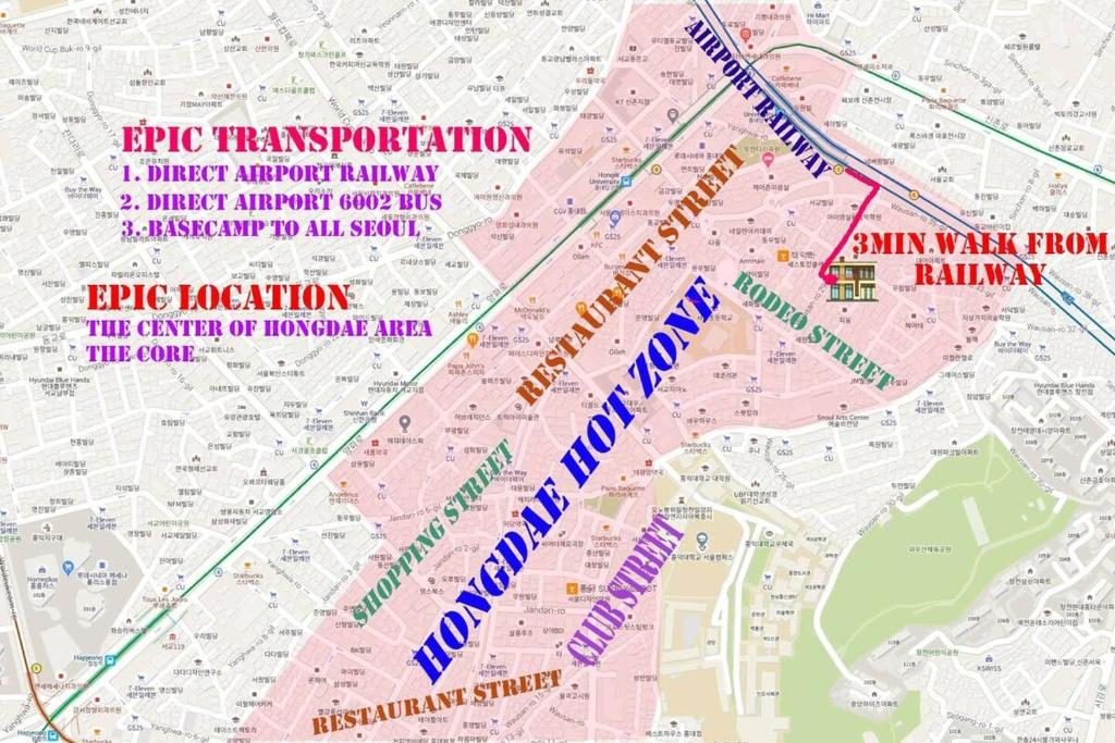 une carte des améliorations proposées à l'autoroute proposée dans l'établissement Sunny tarrace house - Hongdae Station 2min walk, à Séoul