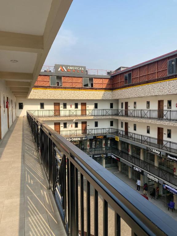 a view of a hospital from a balcony at American mall in Accra