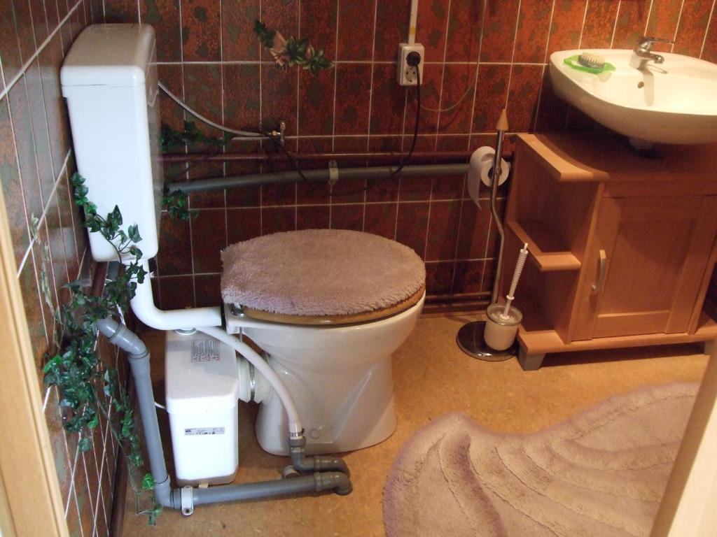 a bathroom with a toilet and a sink at Pension Krüger in Seeboden