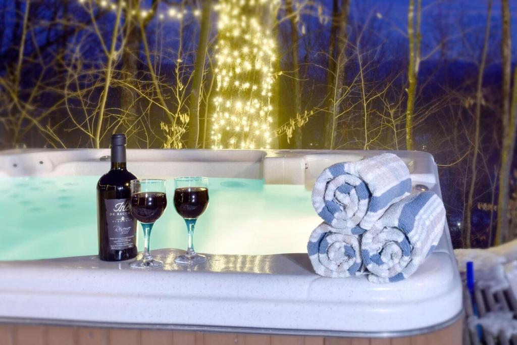 Nápoje v ubytování Log cabin with HOT TUB and view