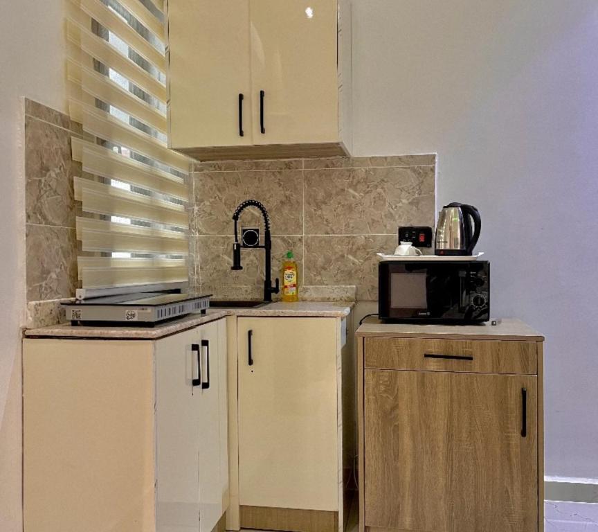 Kuchyň nebo kuchyňský kout v ubytování Lisa Suites Hotel