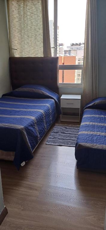 Postel nebo postele na pokoji v ubytování Excelente Habitación en Centro de Santiago