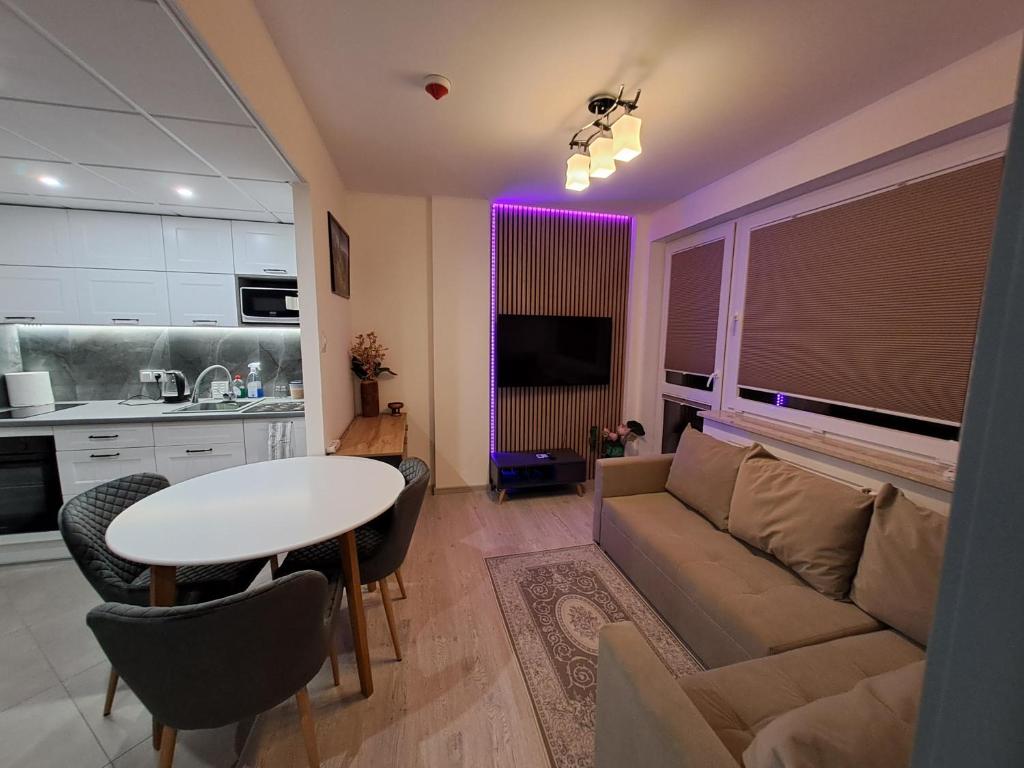 TV a/nebo společenská místnost v ubytování Warsaw Smart Apartment with Parking