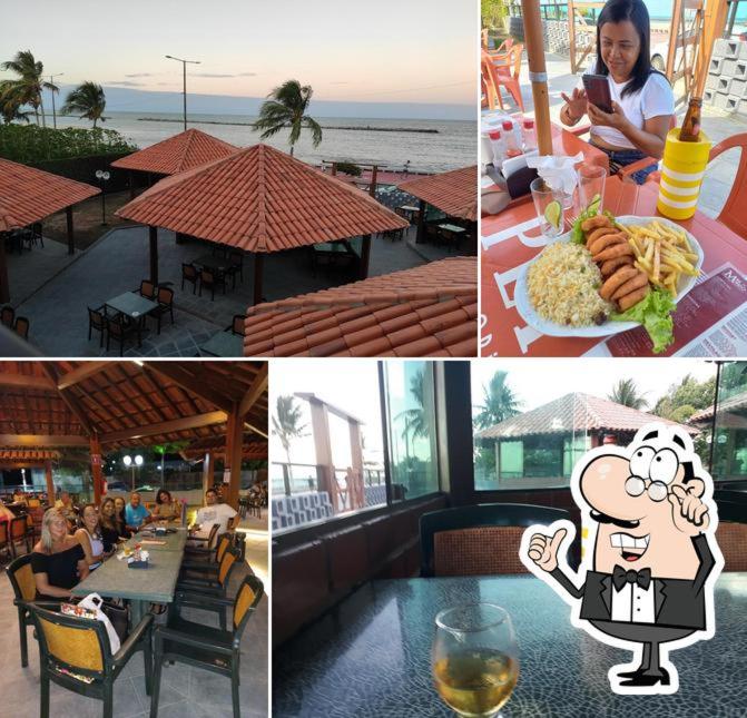un collage de fotos de un restaurante y una playa en Prive 3 quartos proximo a praia, en Paulista