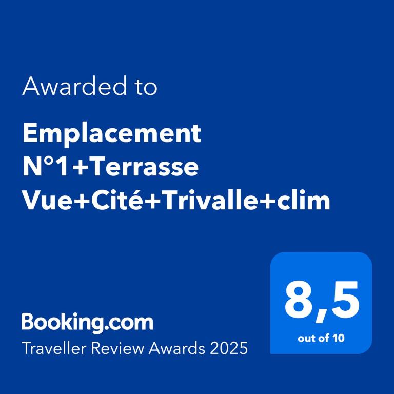 Capture d'écran d'un écran téléphonique avec les mots reclassés à l'élargissement n adolescent dans l'établissement Emplacement N°1+Terrasse Vue+Cité+Trivalle+clim, à Carcassonne