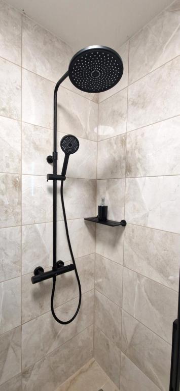 a shower with a shower head in a bathroom at Grand Apartman - 5 Star Luxury Podhajska Apartman in Podhájska