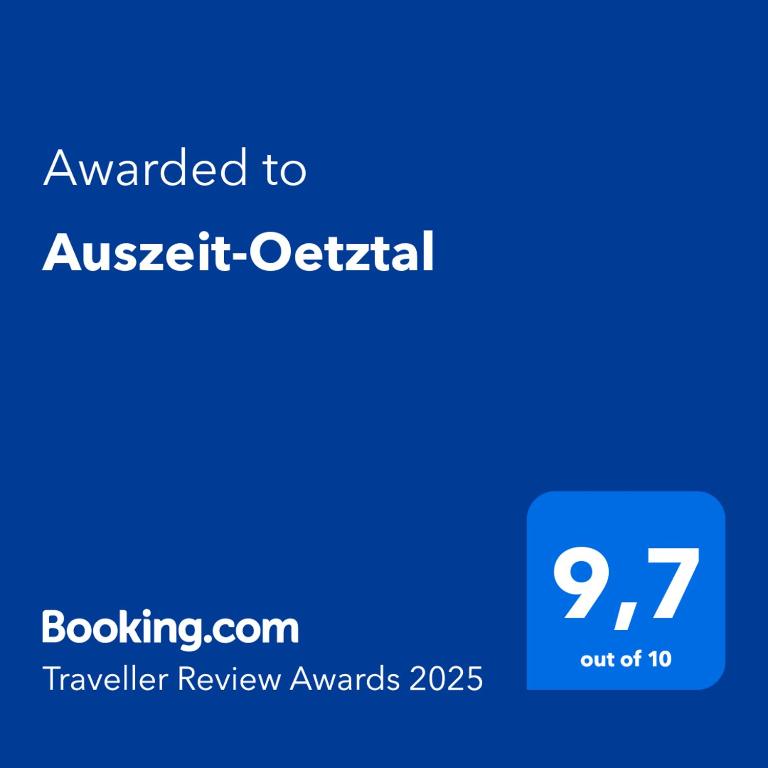 Certifikát, hodnocení, plakát nebo jiný dokument vystavený v ubytování Auszeit-Oetztal