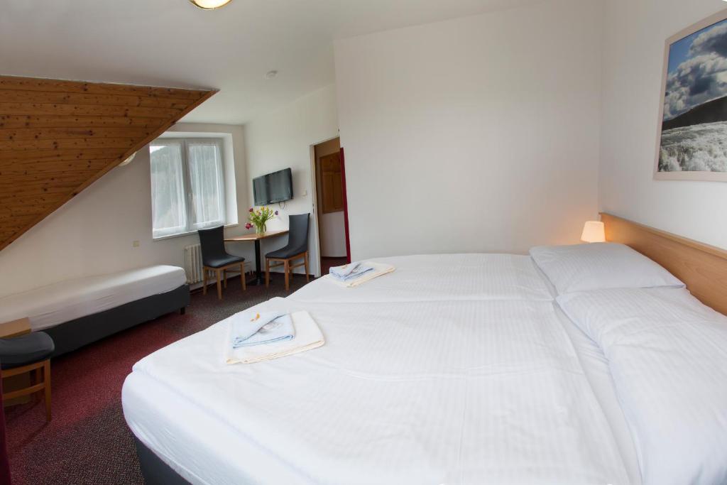 Postel nebo postele na pokoji v ubytování Hotel Harrachov Inn