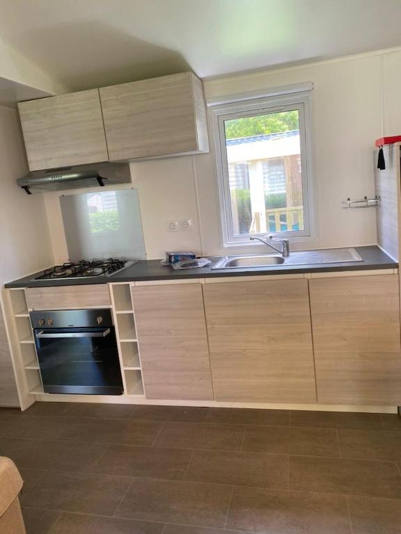Kuchyň nebo kuchyňský kout v ubytování mobil home 742