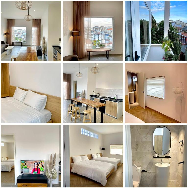 a collage of photos of a hotel room at Căn Hộ Đan Mây- Đan Mây Apartment Đà Lạt in Da Lat
