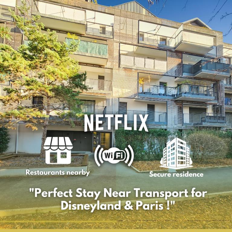 un panneau indiquant un nouveau bâtiment d'appartements dans l'établissement Studio, Terrasse, Confort & Emplacement Idéal !, à Montévrain