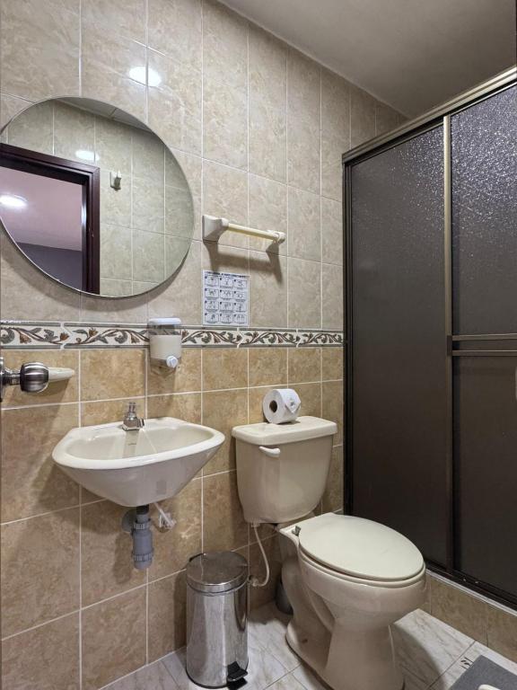 Koupelna v ubytování Hostelfc San Luis