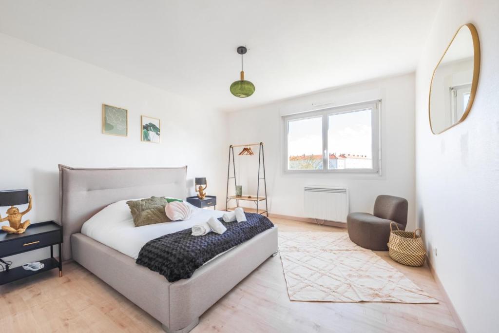Postel nebo postele na pokoji v ubytování Le Solaris 3 chambres avec 2 grands lits et 3 simples