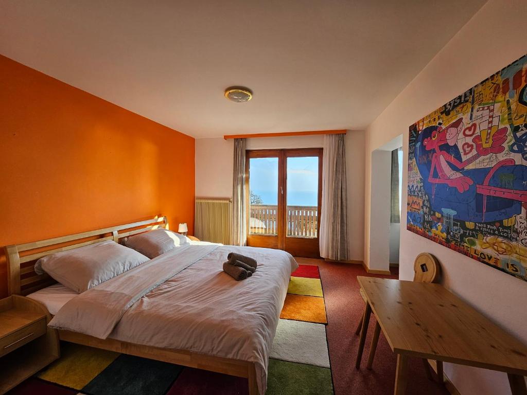 Postel nebo postele na pokoji v ubytování Pension Sonnhof Attersee