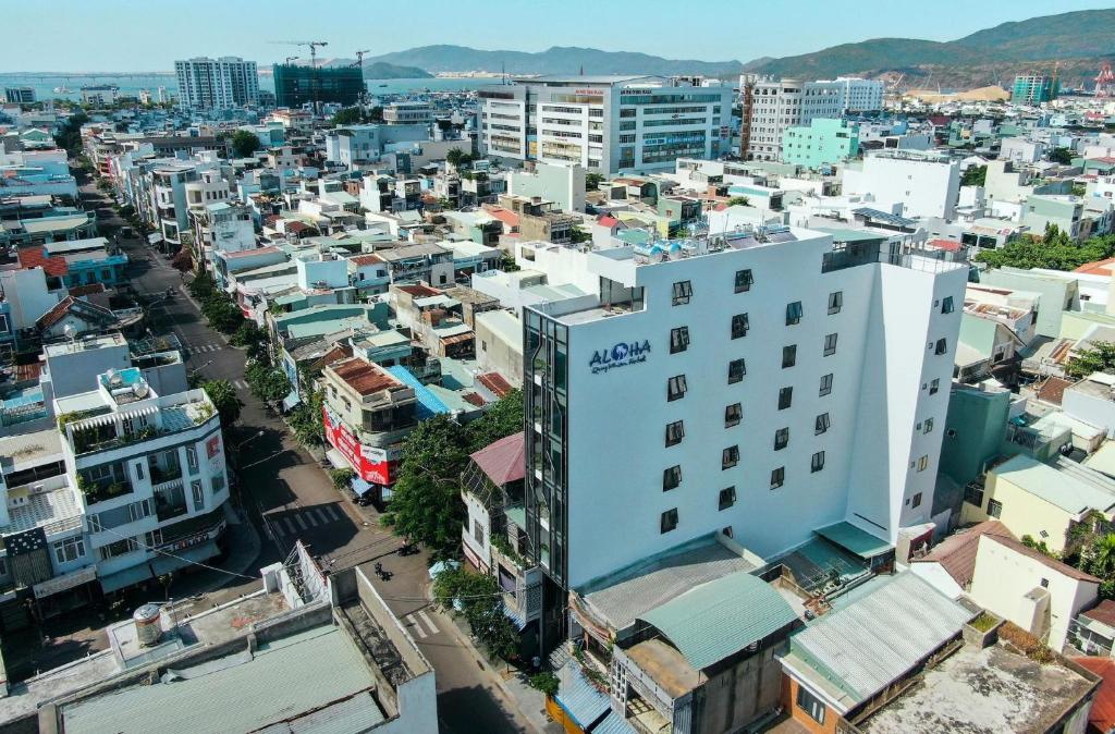 an aerial view of a city with buildings at Aloha Hotel in Quy Nhon