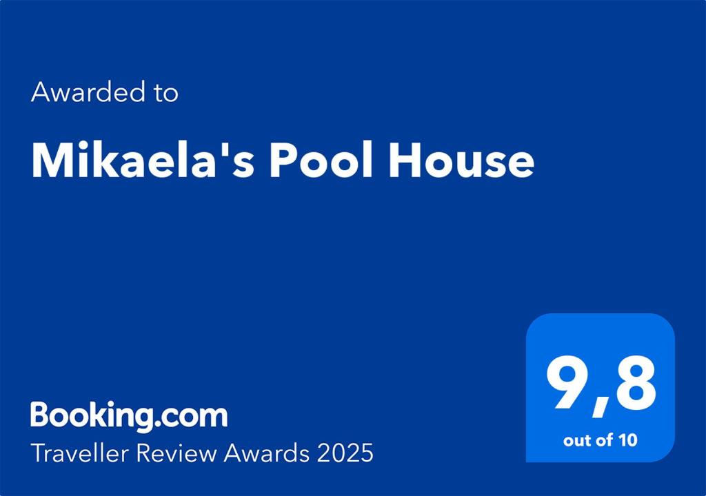 Certifikát, hodnocení, plakát nebo jiný dokument vystavený v ubytování Mikaela's Pool House
