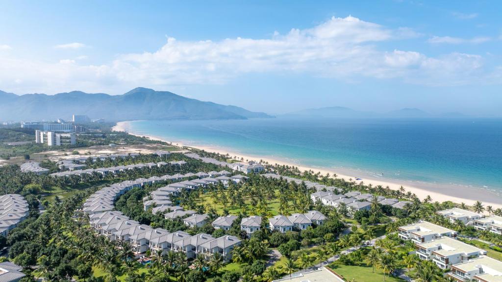 an aerial view of a beach with a resort at Meliá Vinpearl Cam Ranh Beach Resort in Cam Ranh