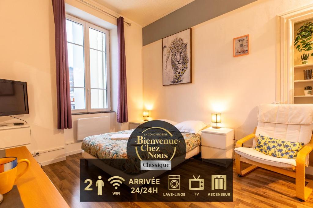Postel nebo postele na pokoji v ubytování Résidence du Parc appartement calme