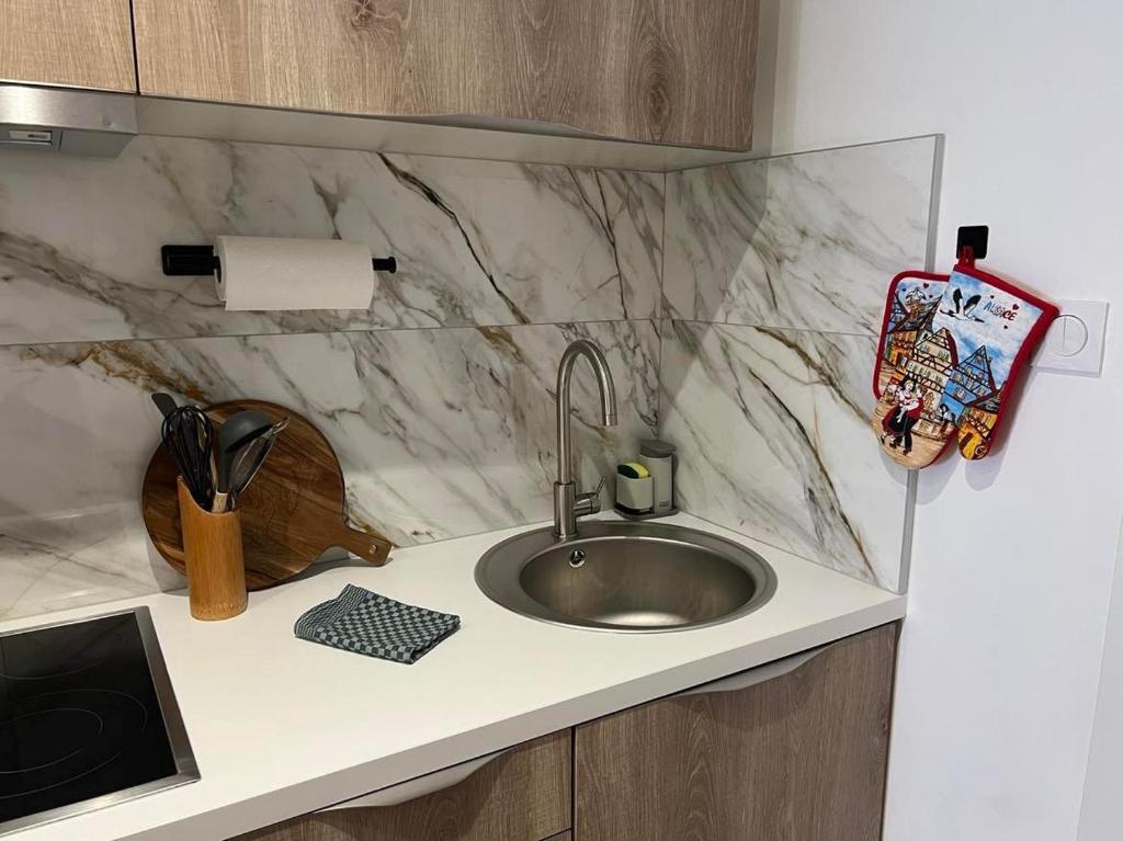 Kuchyň nebo kuchyňský kout v ubytování Studio Cocon
