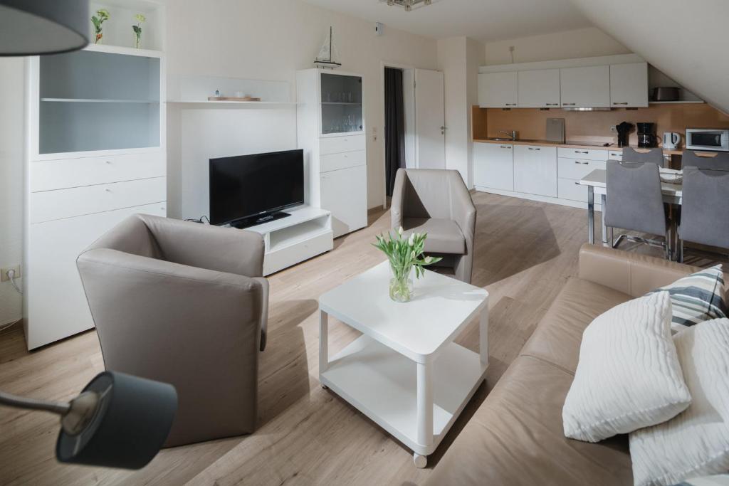 Kuchyň nebo kuchyňský kout v ubytování Haus Coordes Wohnung 04