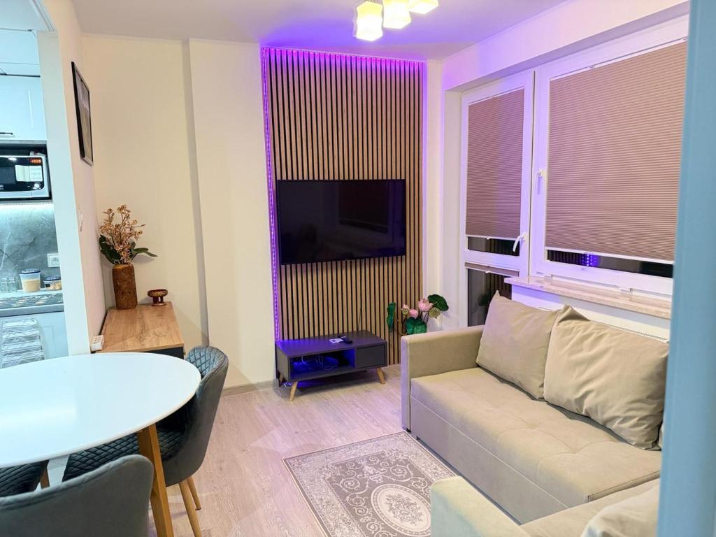TV a/nebo společenská místnost v ubytování Warsaw Smart Apartment with Parking