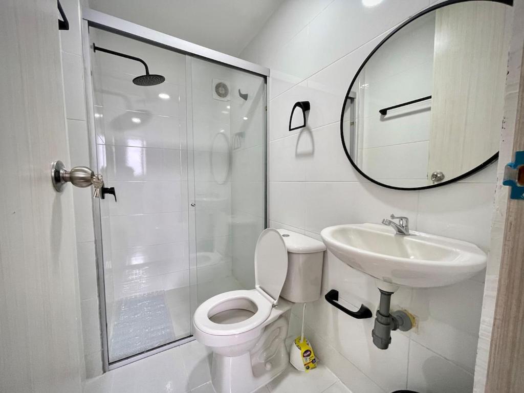 Koupelna v ubytování Apartamento con vista única cerca de la Uninorte