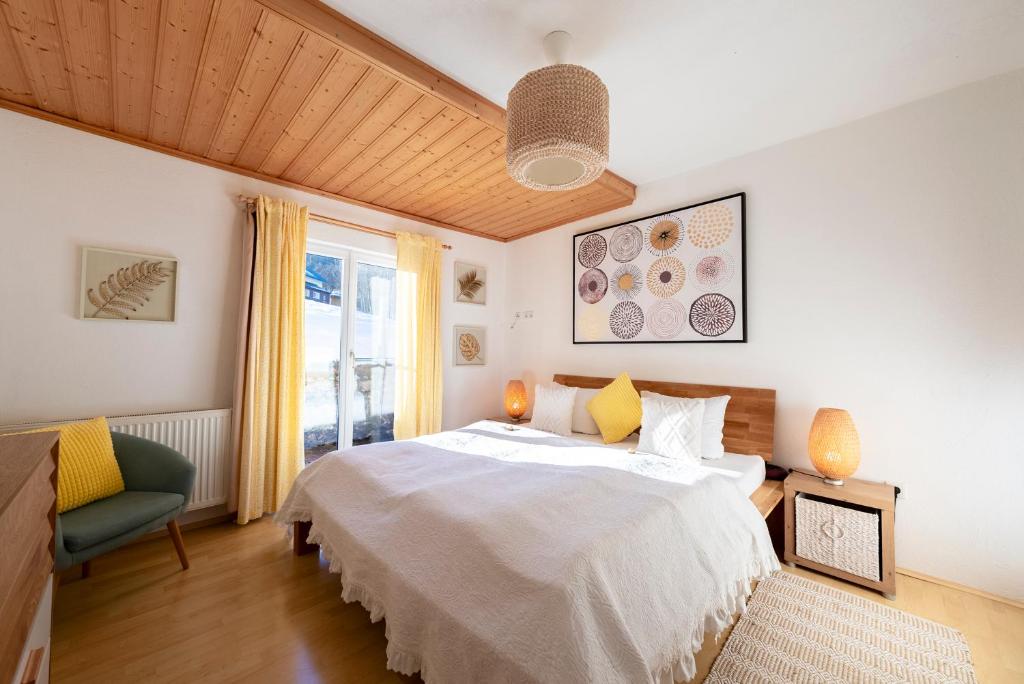 Postel nebo postele na pokoji v ubytování Haus Frey