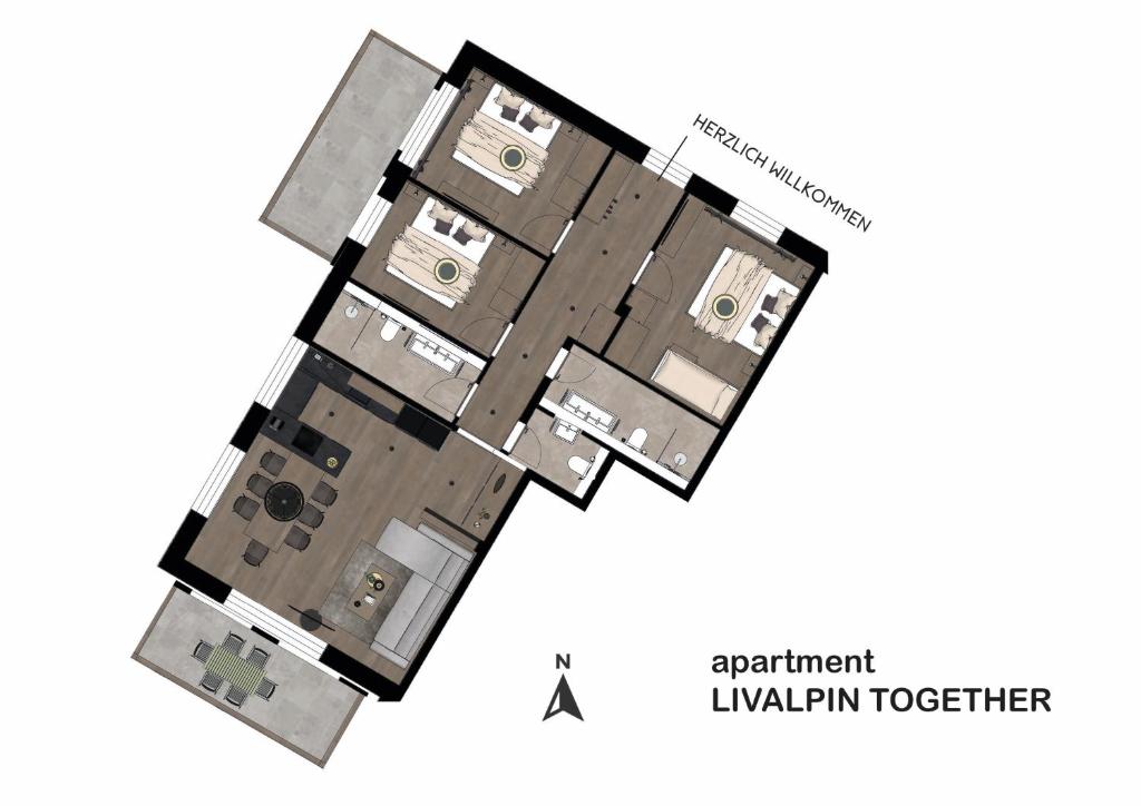 a floor plan of a building at LIVALPIN ToGether in Garmisch-Partenkirchen