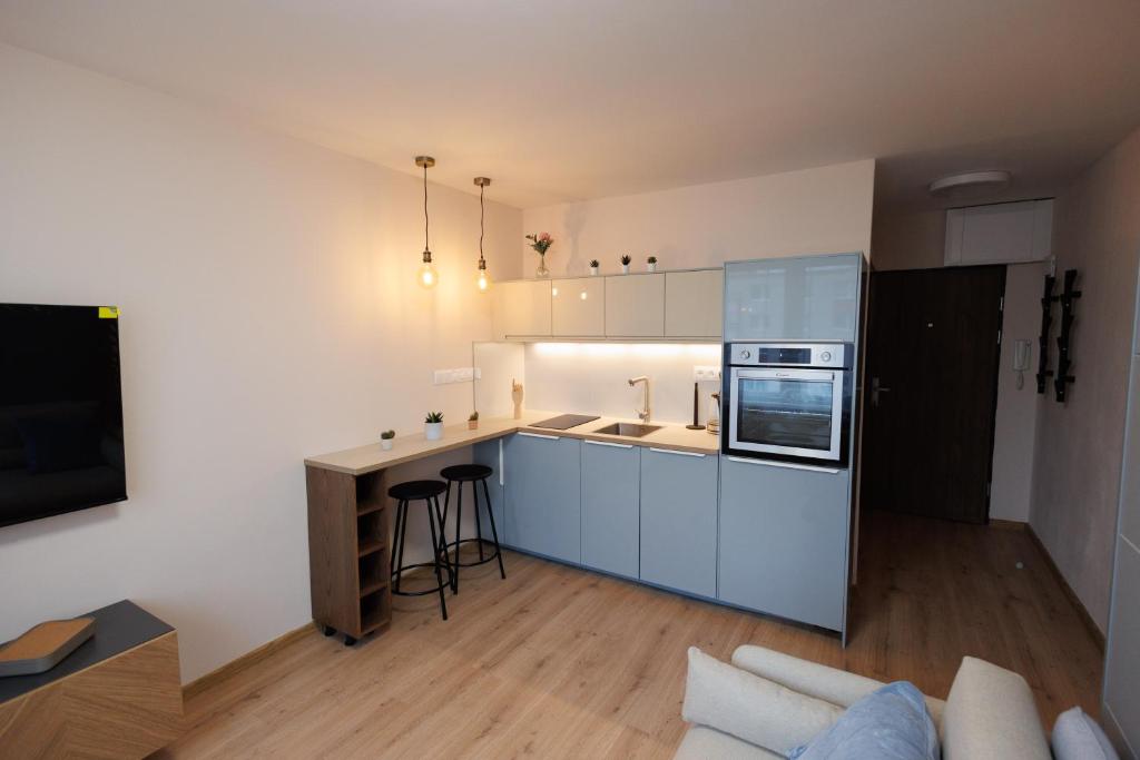 Kuchyň nebo kuchyňský kout v ubytování Moderný apartmán v srdci Martina