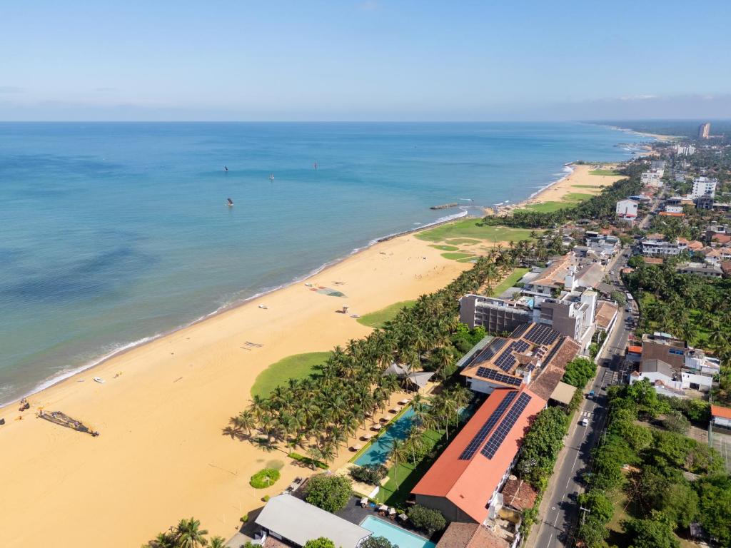 an aerial view of a beach and the ocean at Jetwing Beach in Negombo