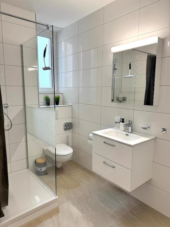 Koupelna v ubytování Modernes, renoviertes Apartment nähe dem Zentrum kostenloses Parken