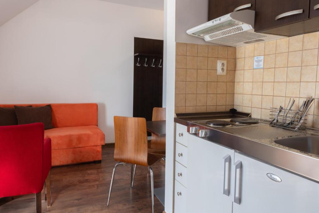 Kuchyň nebo kuchyňský kout v ubytování Hotel Bešeňová