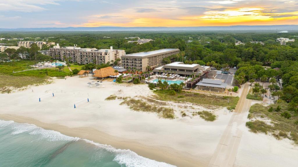 an aerial view of the beach at the resort at Beach House Resort Hilton Head Island in Hilton Head Island