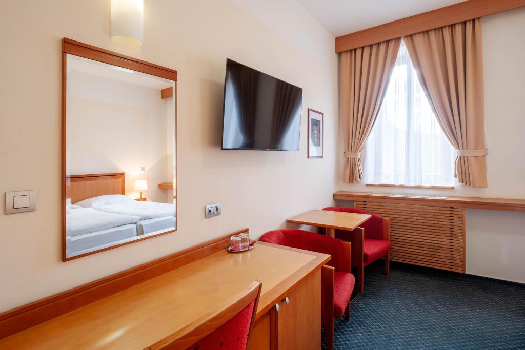 TV a/nebo společenská místnost v ubytování Hotel Slovan