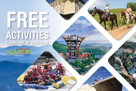a collage of pictures of people on a raft at Smoky's Lodge in Pigeon Forge