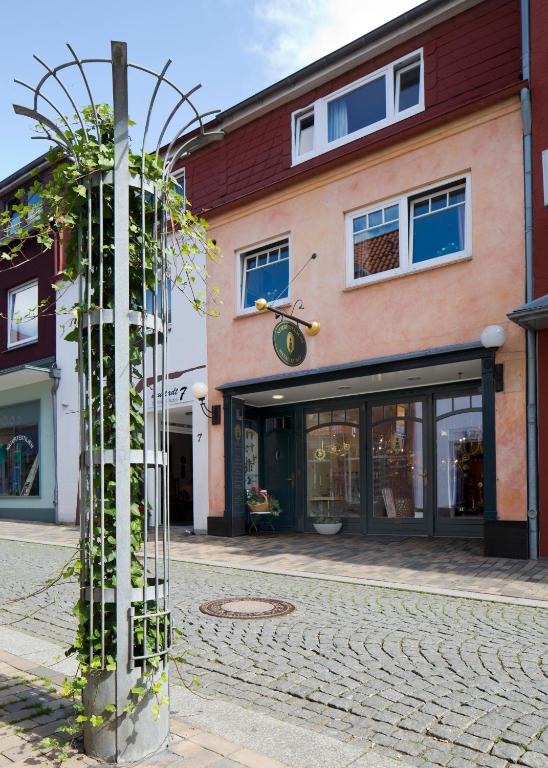 a building with a tree in front of it at Altstadtflair Apartment in Husum
