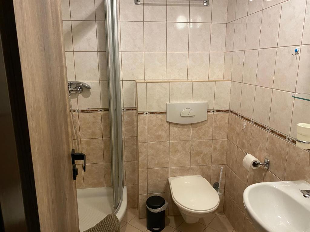 Koupelna v ubytování Bouda Šestidomí